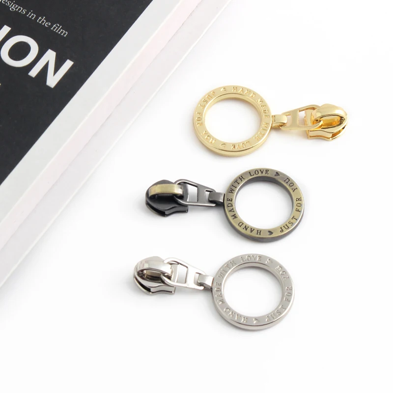 5PCS 46mm Metal Round Zipper Puller Replacement Parts Removable Zipper Repair Slider DIY Wallet Hardware Handicraft Accessories