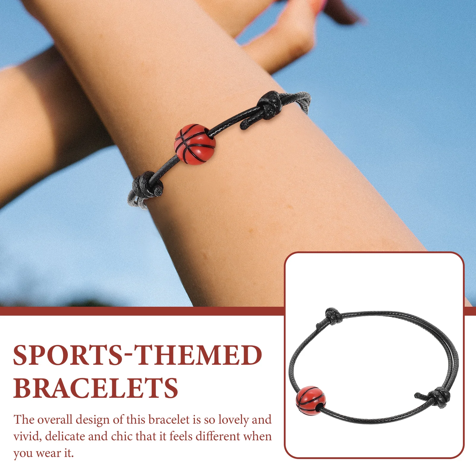 

24pcs Basketball Bracelet Braided Wrist Decoration Sport Themed Adjustable Hand Chain For Women Men Teenagers Fashionable Gift