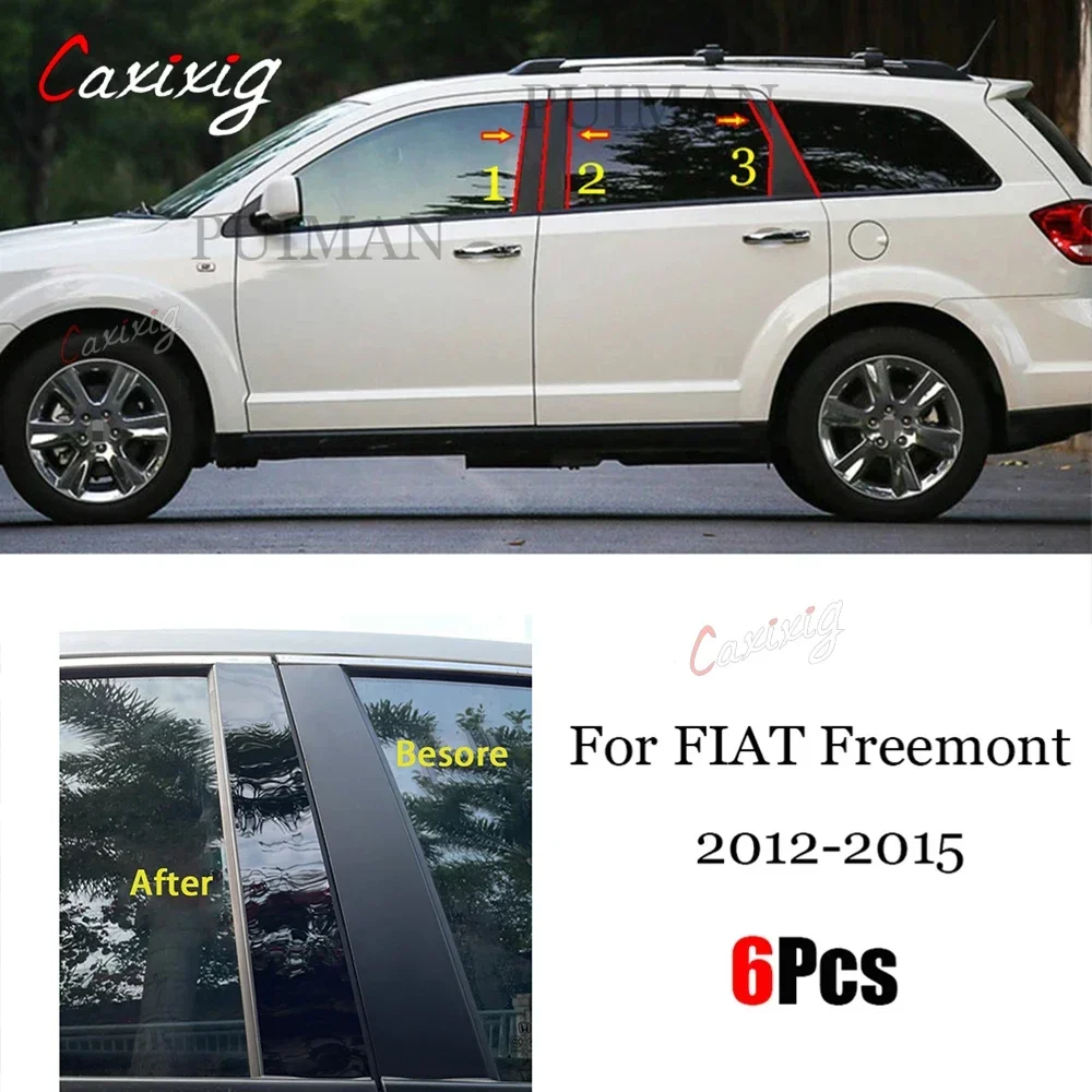 Naklejka na środkową kolumnę B z włókna węglowego, chromowana, czarna, na okno drzwi, do FIAT Freemont 2012 2013 2014 2015