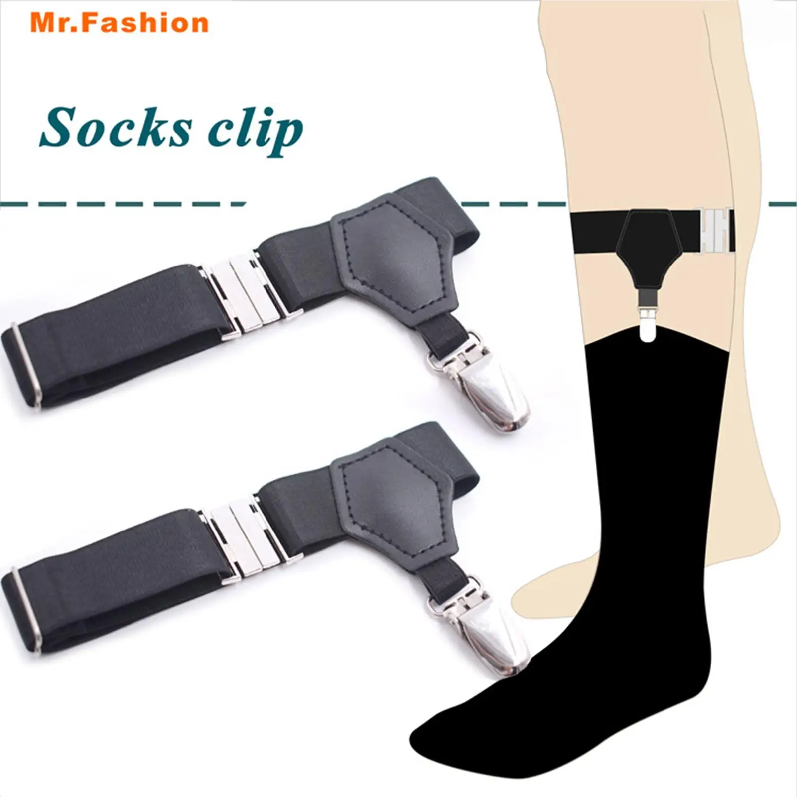 1 Pair Mens Sock Garters Belt Sturdy Elastic Adjustable Brace Women Mens Men