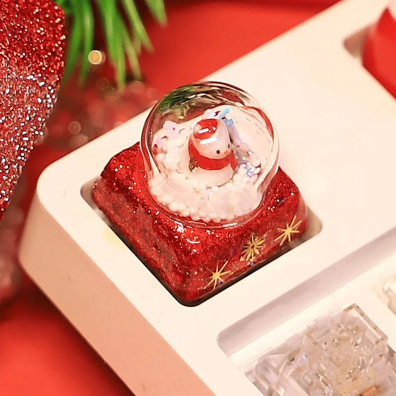 Hot Selling Snowman Personalized Keycap DIY Custom Keycap Single Keycap 3D Printed Mechanical Keyboard Winter Gift Crystal Ball
