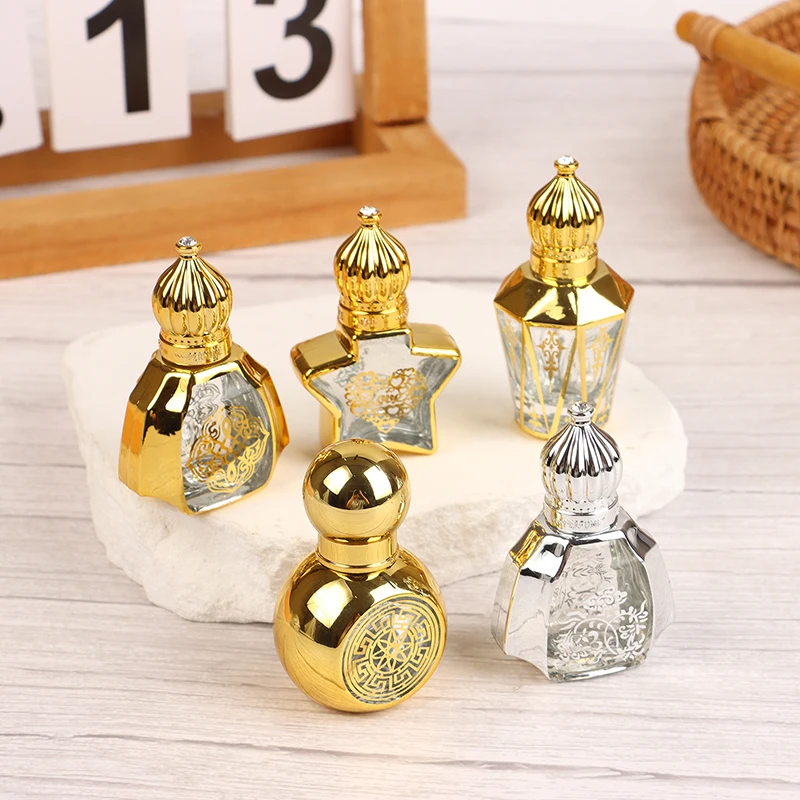 Mini Essential Oil Roller Bottle Crown Shape Perfume Bottling Portable Transparent Travel Electroplated Carve Glass Empty Bottle