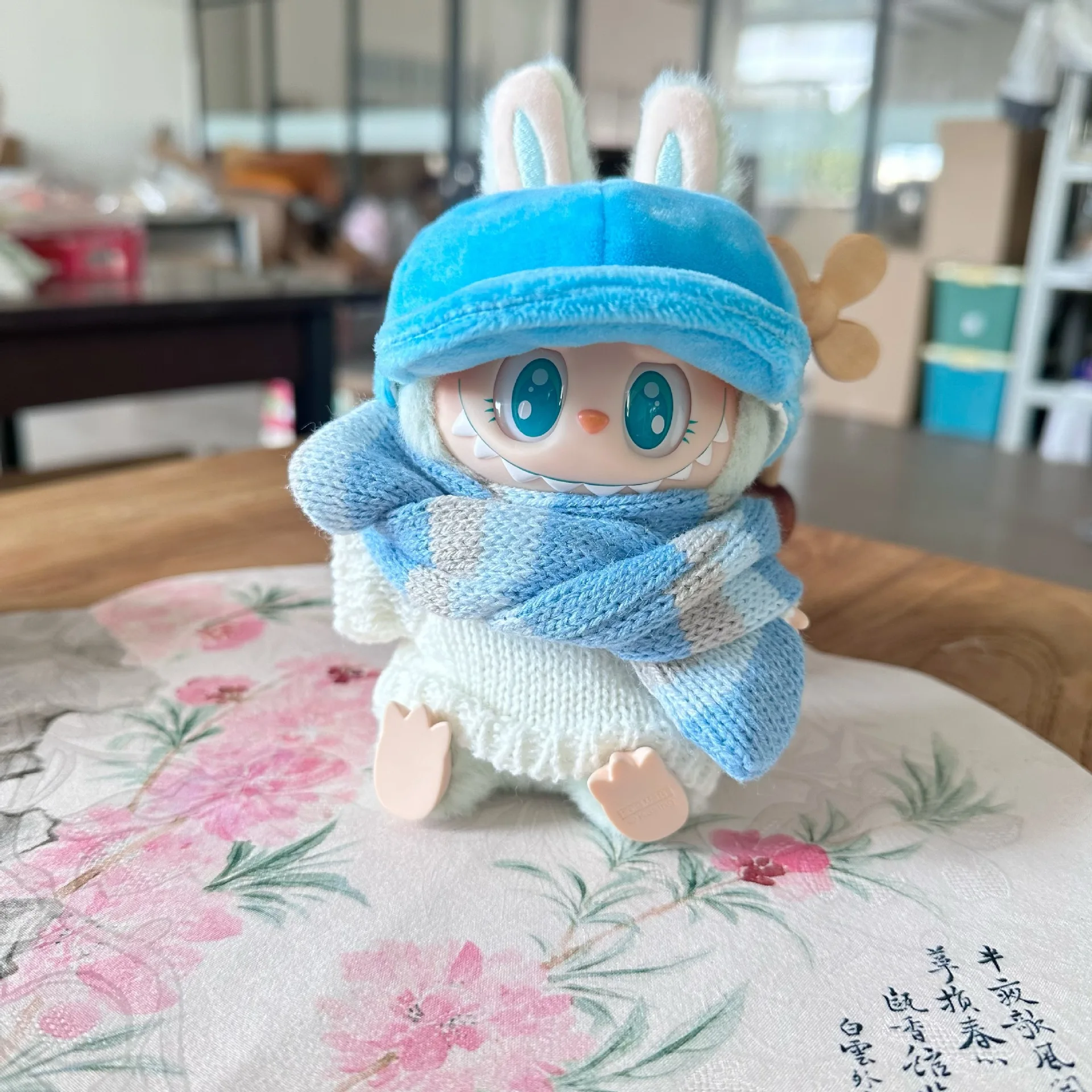 17cm Labubu Dolls Clothing Christmas Scarf Cute Mini Plush Doll\'s Clothes Outfit Accessories For The Monster Sweater Hat ES06K