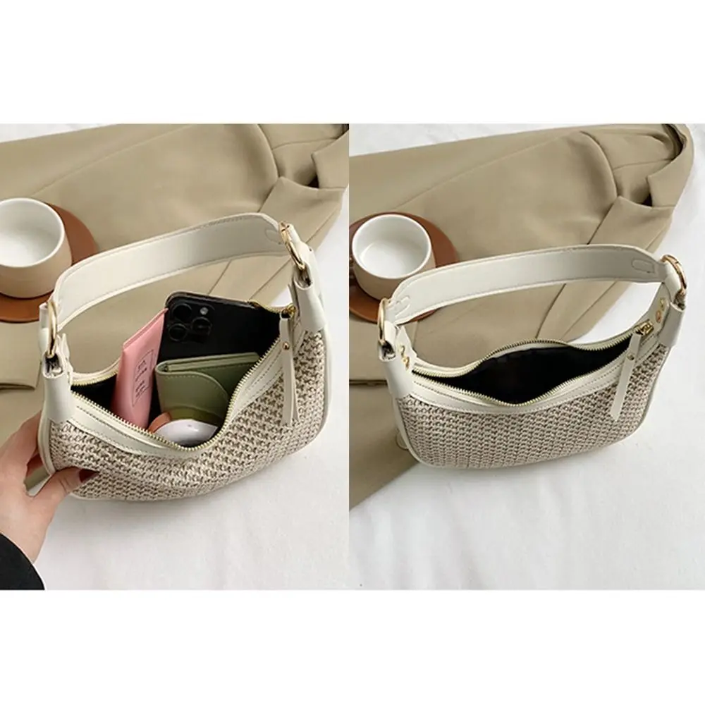 Fashion Grass Woven Shoulder Bag Rattan Handmade Bohemian Style Straw Bag Texture Handbags for Summer