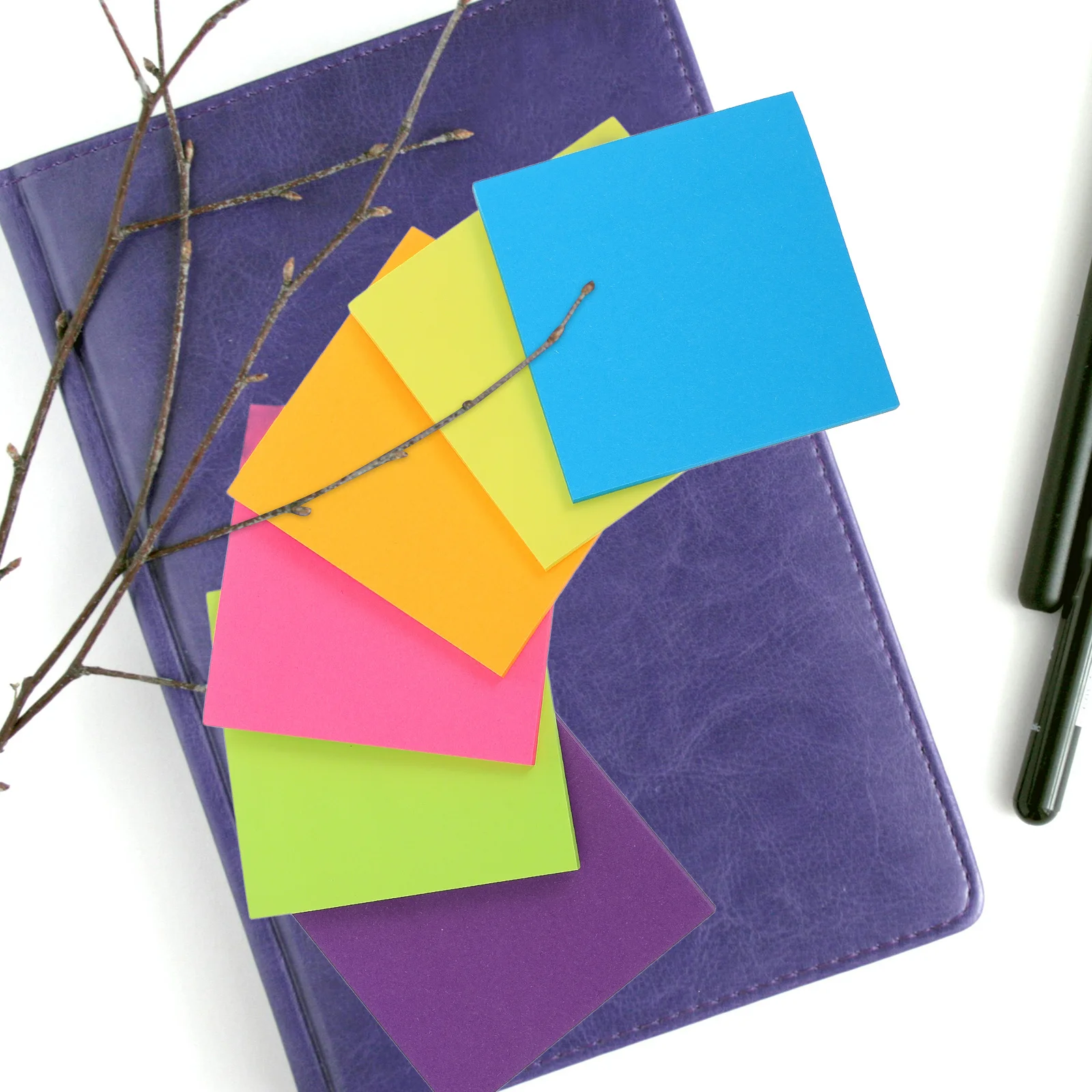 

6Pcs Fluorescent Notes Pad Colorful Memo Pads Easy to Write on Adhesive Notes Pad Tabs for College High School Students Cute