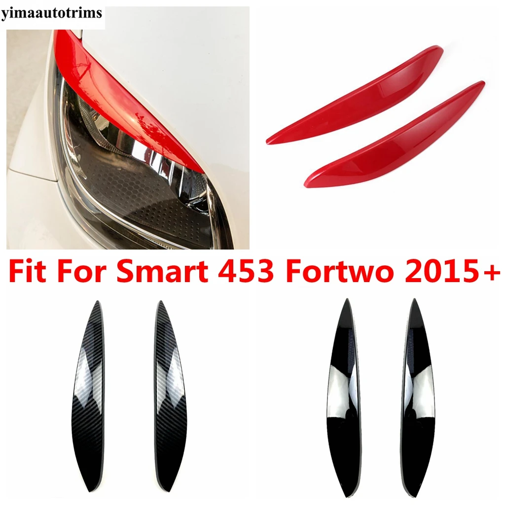 

Car Front Head Light Eyebrow Sticker Decor For Smart 453 Fortwo 2015 - 2021 Carbon Fiber Red Black Lamp Eyelid Strip Accessories