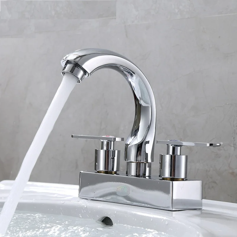 Brass Wash basin Faucet Toilet Hot Cold Mixer Tap Double Handle Double Holes Basin Faucet