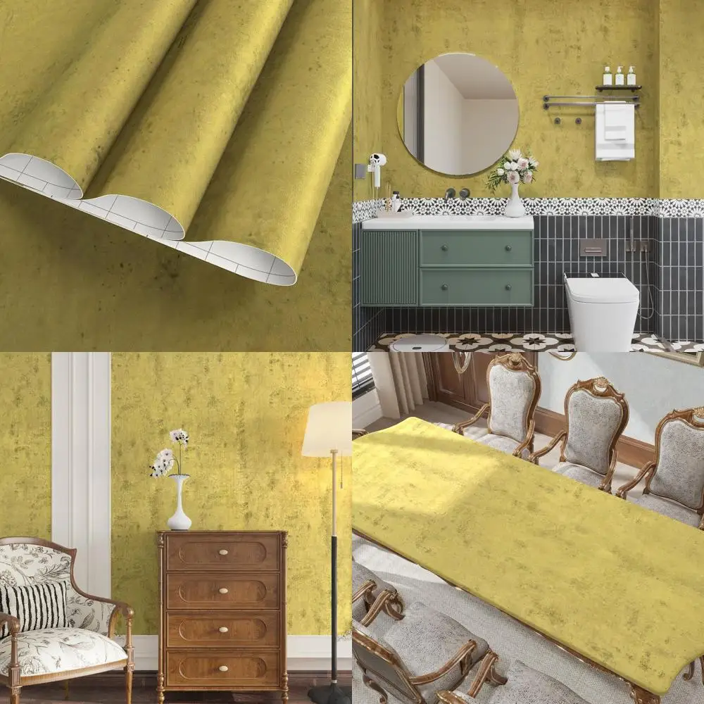 

Винтажные самоклеящиеся обои под золотой бетонную текстуру, 48x197 см, матовые, 3D текстура, водонепроницаемые для кухни и офиса