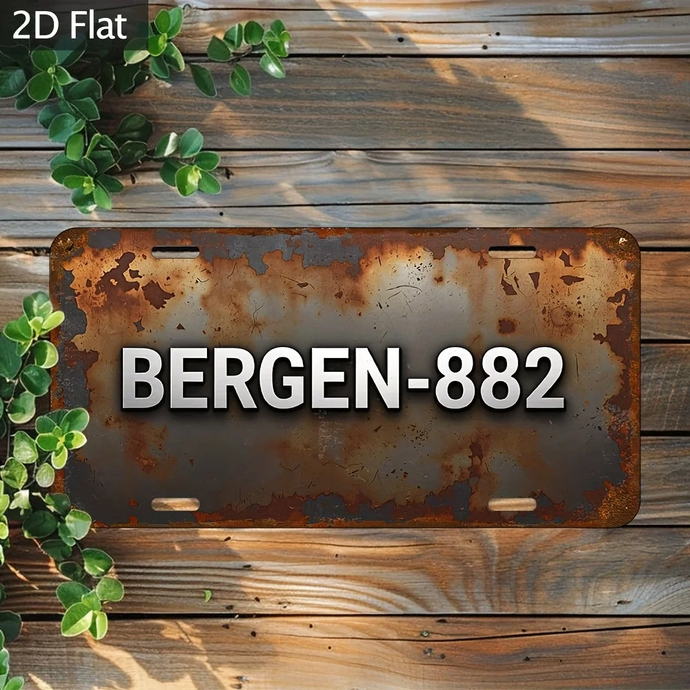 2D Flat - Vintage 2D Metal Aluminum Wall Plaque, 12 X 6 Inches (30.48 X 15.24 Cm) - 