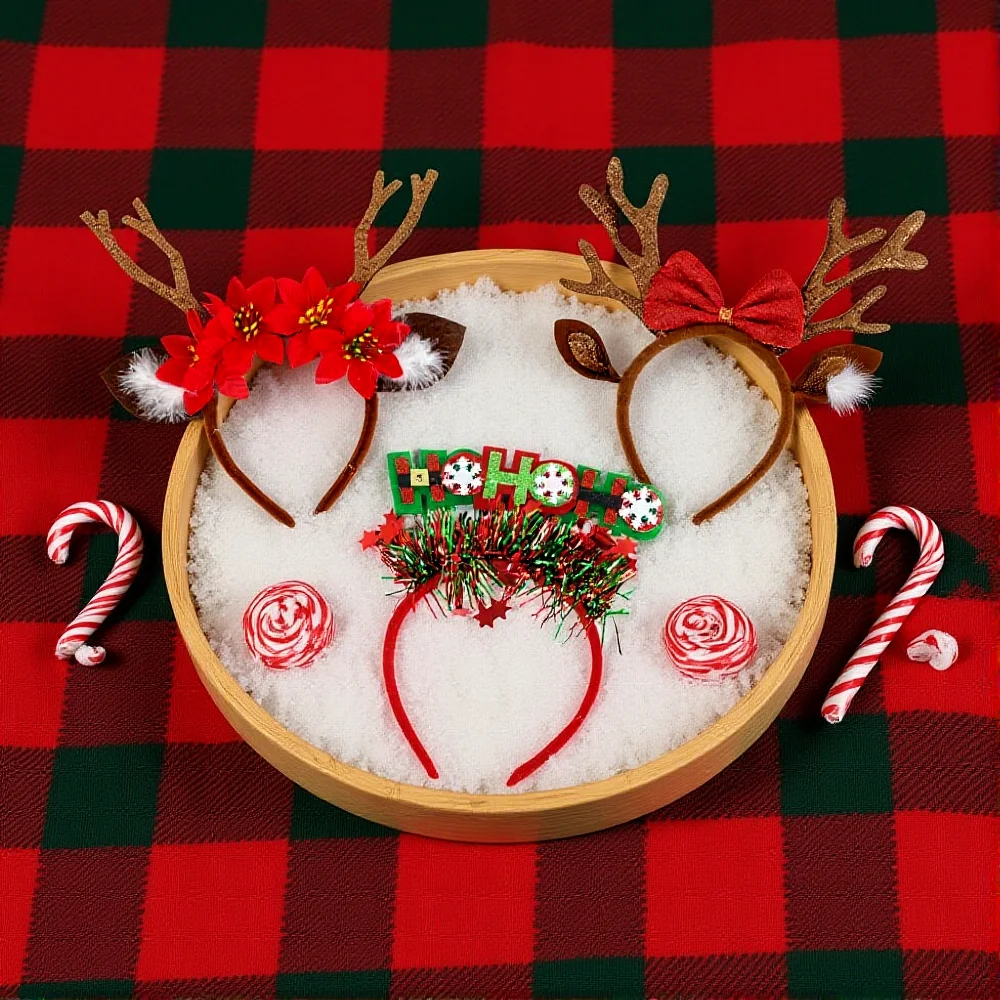 Reindeer Antlers Headband - Merry Christmas Headband Reindeer Antlers Bell