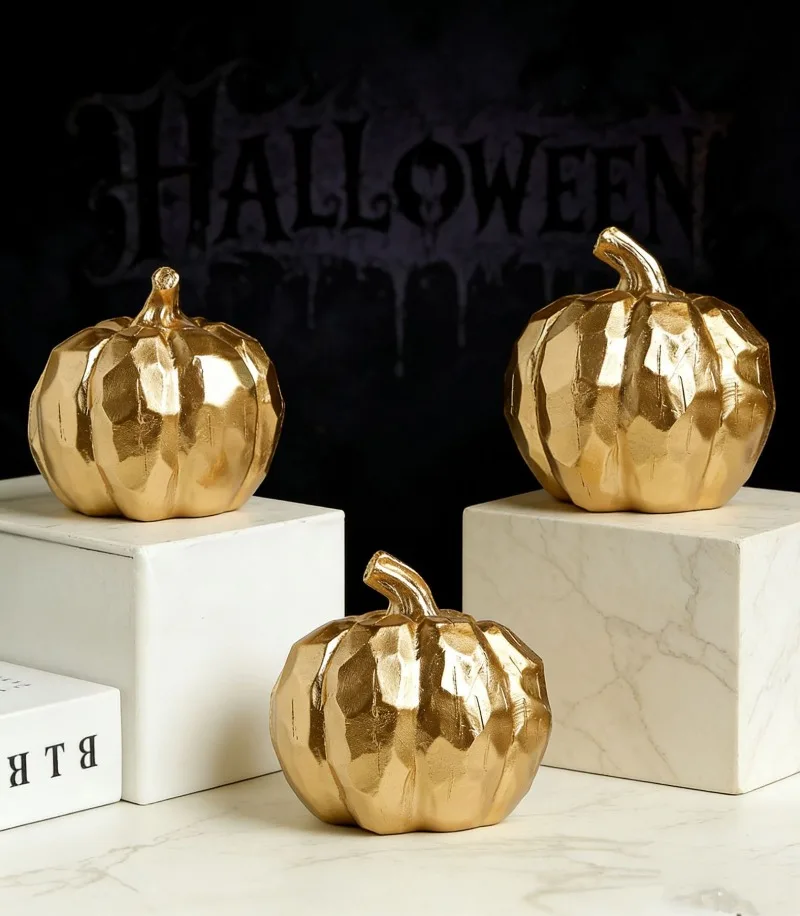 

Holiday Gift: Golden Pumpkin Sculpture, Rural Courtyard, Backyard Garden Decoration, Pumpkin Decoration