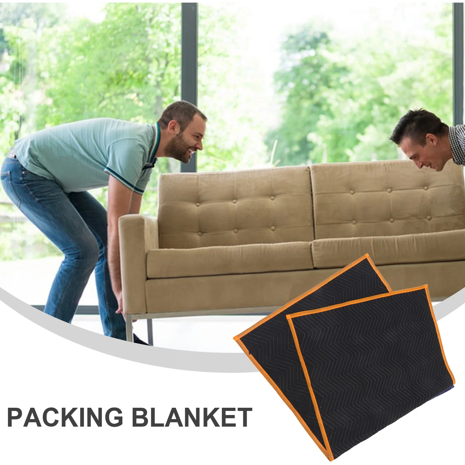 

Moving Blankets Heavy Duty Thick Padded Furniture Wrapping Protection Black Large Quilted Packing Blanket For Shipping