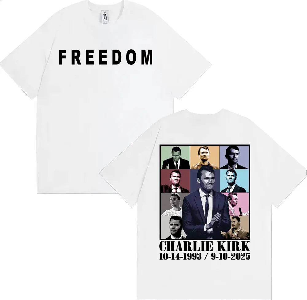 الرجال الموضة شارع العليا العصرية تي شيرت العدالة لتشارلي كيرك التذكارية الحرة تي شيرت القطن مريحة تي شيرت غير رسمي