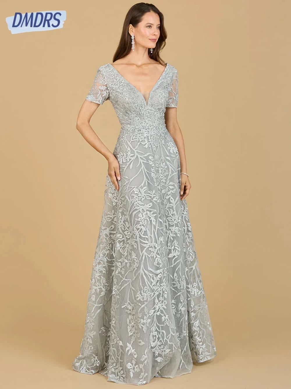 2025 Vintage vestidos De Noche con cuello en V clásico A-line Madre De La Novia Vestido apliques De talla grande Vestido personalizado Vestido De Novia