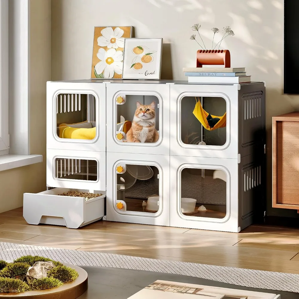 

Cat Cabinet with Litter Box Furniture,Hidden Enclosure Semi-Enclosed Cage Indoor Kennels Crate Exercise Place Ideal for 1-2 Cats