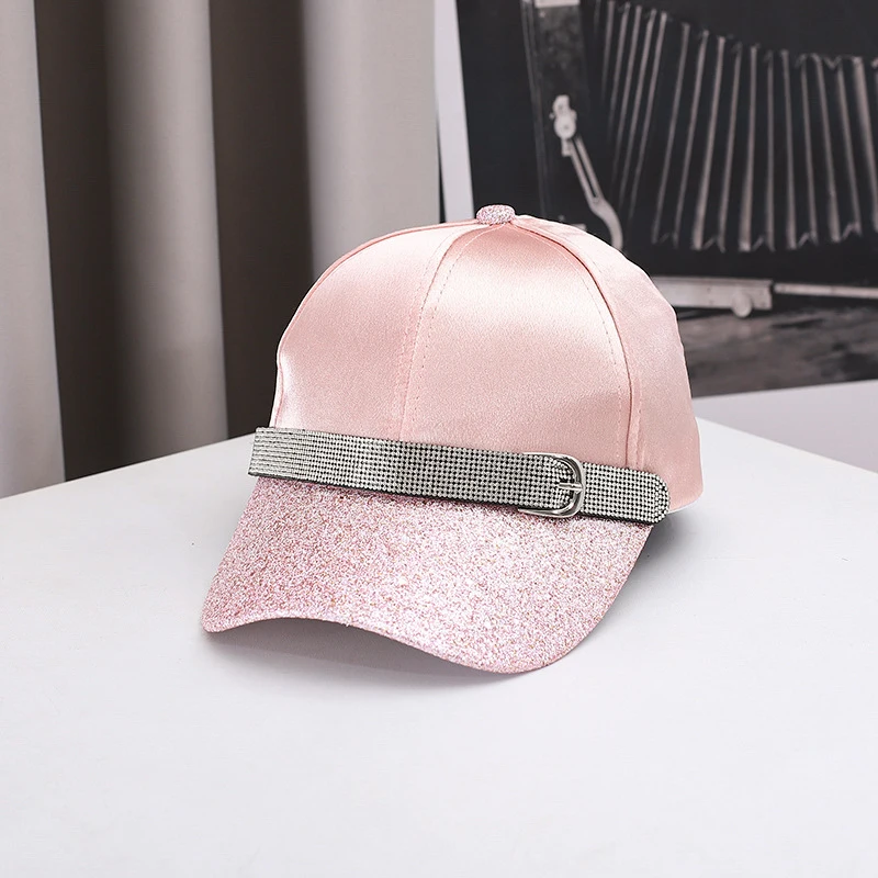 Youth Fashion Rhinestone Silky Baseball Cap Women's Outdoor Shopping Vacation Versatile Peaked Hat In Stock