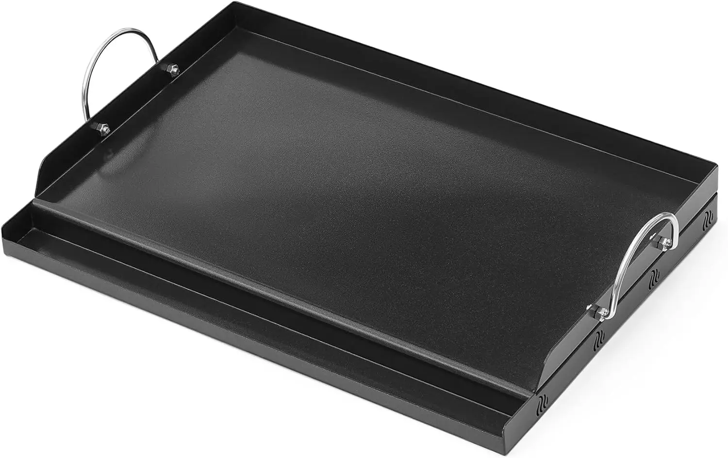 

Universal Ceramic Non-Stick BBQ Griddle with Handles for Most Grills, 18"L x 12.6"W Flat Top for Outdoor Cooking