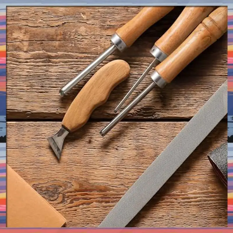 AFBC Wooden File Handle Set Kit Screwdriver Hand Drill File Handle Set Kit Cutting Tool Craft