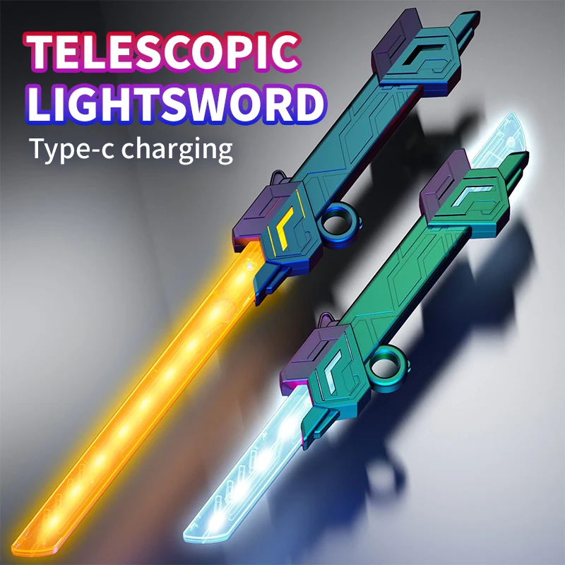 7-Color ثنائي الرأس تلسكوبي Lightsaber الدورية متوهجة المبارزة السيف الاطفال الكبار معركة السيف USB قابلة للشحن مع الصوت والضوء #4