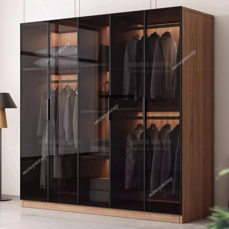 

Bedroom furniture light luxury glass door large wardrobe household Modern high-end Closet for clothes armario de ropa furniture