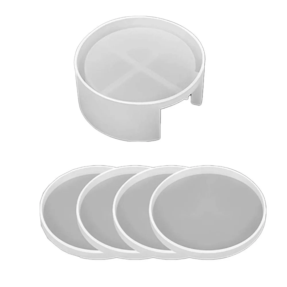 5pcs Soft Silicone Coaster Resin Molds Thickened Design Easy Release Round Coaster Molds DIY Resin Molds Home Decoration