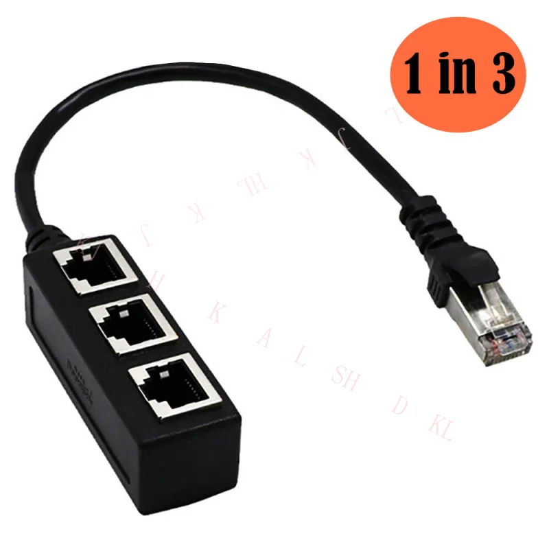 NN FOR RJ45 Splitter Adapter 1 Male to 3 Female LAN Ethernet Network Cable CAT5/5e/6/7