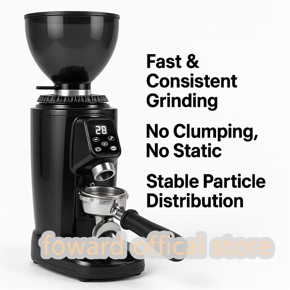 Commercial Coffee Grinder 64mm Flat Burr Plasma Anti-Static For Esp...