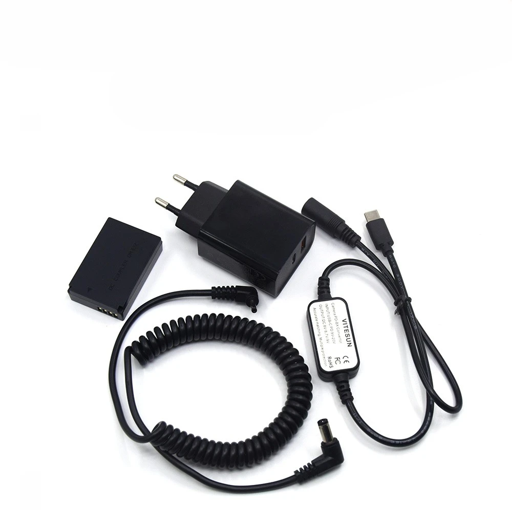 

LP-E12 Dummy Battery DR-E12 DC Coupler PD Charger USB Type C Spring Cable Fit for Canon EOS M M2 M10 M50 M100 M200 Cameras