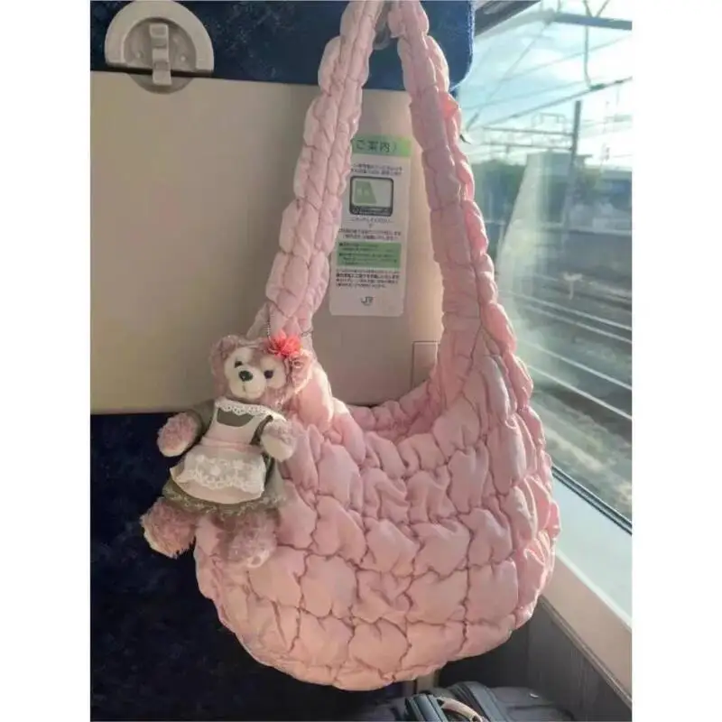 Bloom Cloud Folds White Shoulder Bags Women Hot Girls Soft Chic Casual Messenger Bag Female Haruku Aesthetic Handbag Y2k