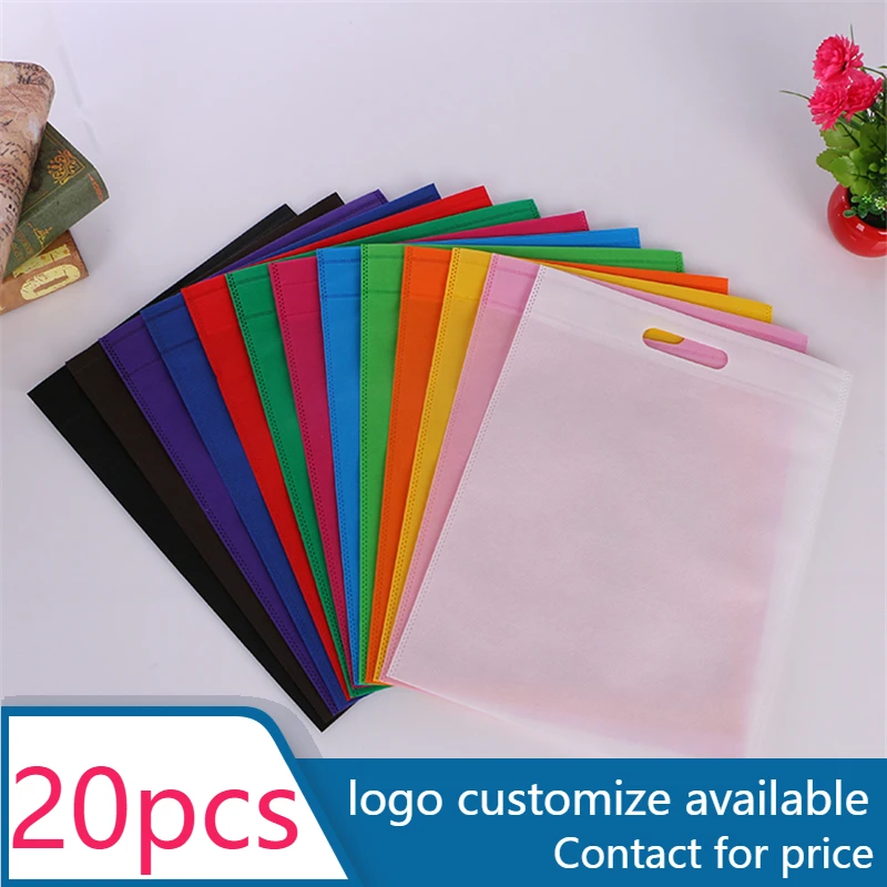 

20 Pieces Non Woven Fabric Shopping Tote Bags with Customizable Logo, Eco-friendly and Recyclable Grocery Bags