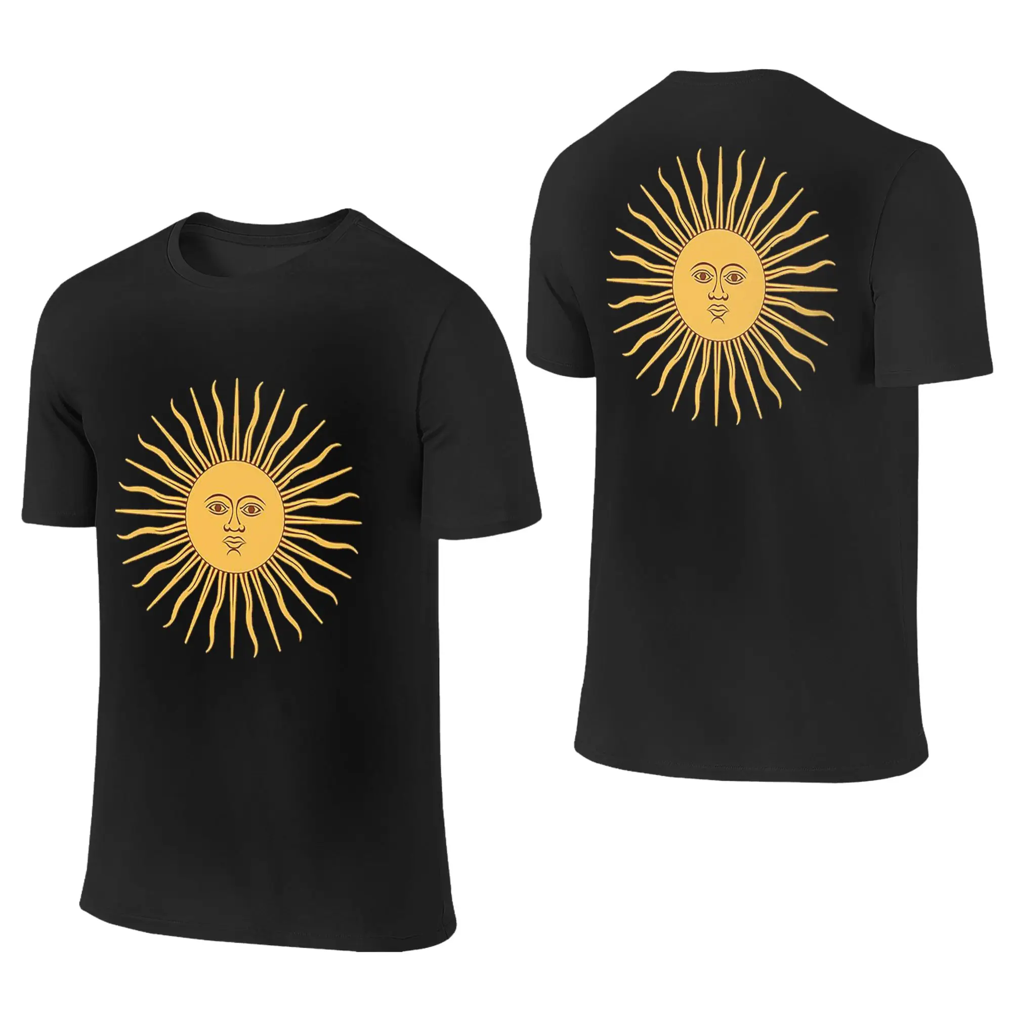 100% Cotton Sun of May Flag of Argentina T-Shirt Men's Double Sided T Shirt Men Crew Neck Summer Shirts Tops S-6XL
