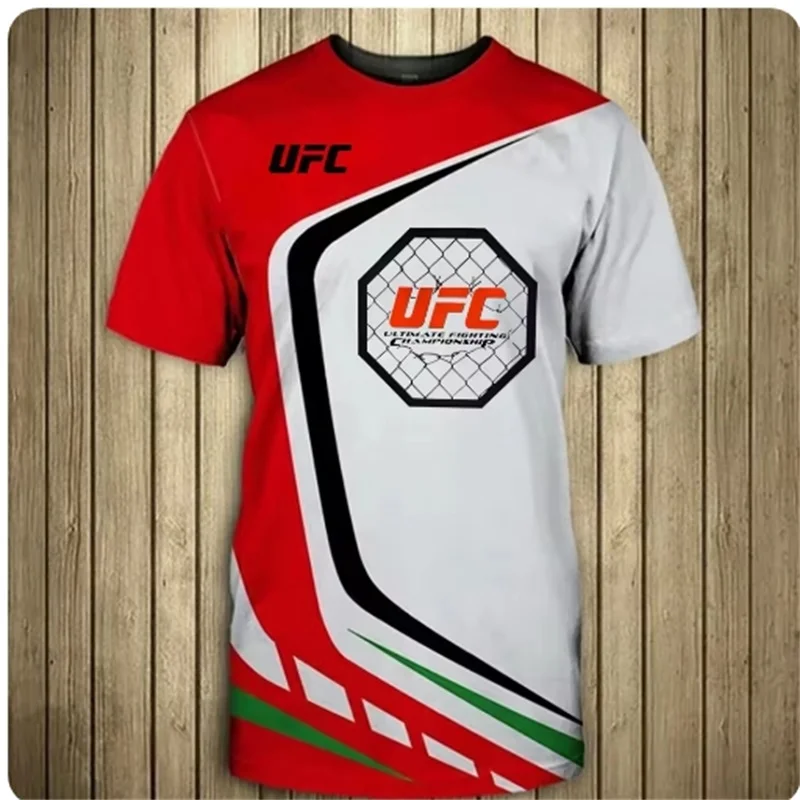 

UFC Fighting Fans Мужская модная новая летняя футболка с 3D принтом и круглым вырезом Мужская уличная толстовка с капюшоном для отдыха Спортивный боевой топ