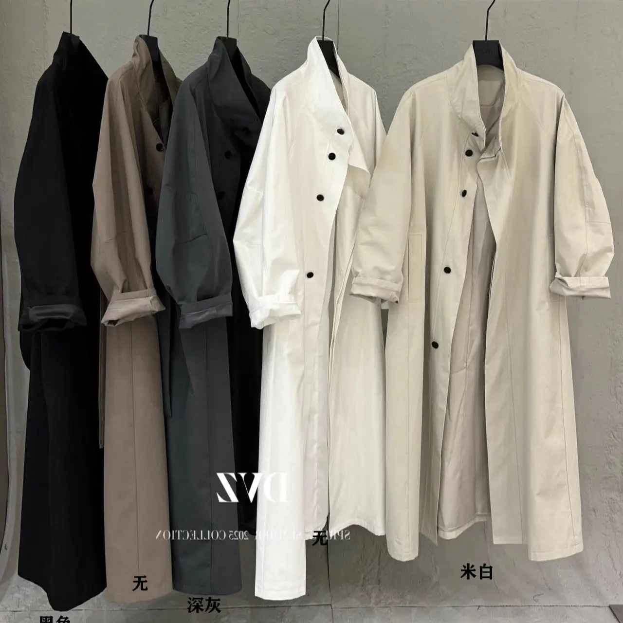 الربيع والخريف المرأة الجديدة سترة واقية معطف يندبروف الوقوف طوق فضفاض سترة واقية طويلة #4