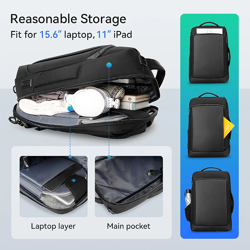 حقيبة ظهر للأعمال بسعة مارك ريدن ، حقيبة ظهر متعددة الوظائف مقاومة للماء ، واجهة شحن USB ، كبيرة