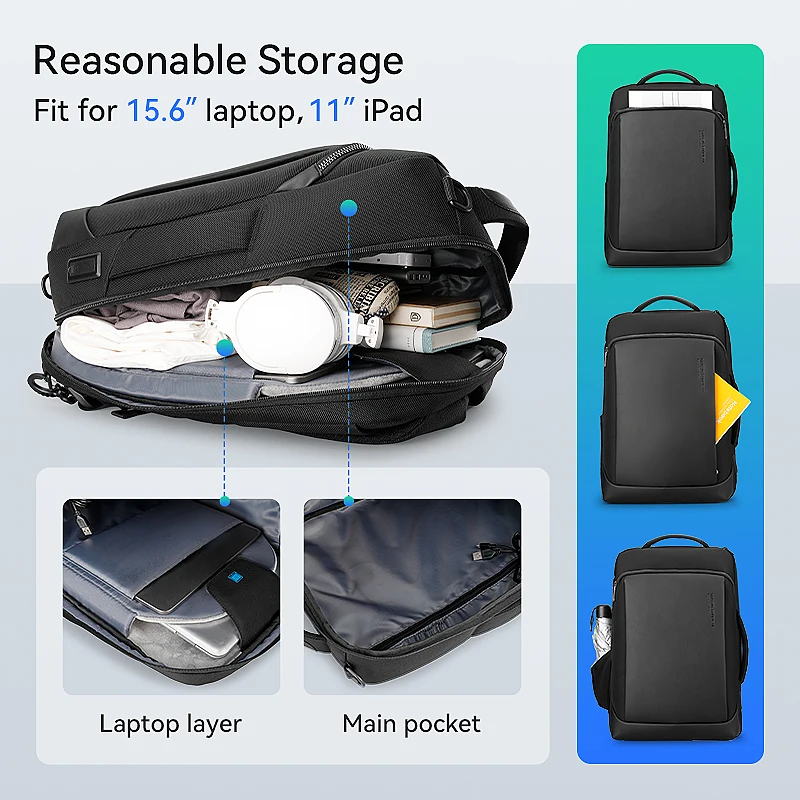 Mark Ryden-mochila de negocios de gran capacidad para senderismo, morral multifuncional para ordenador portátil de 15,6 pulgadas, resistente al agua, interfaz de carga USB