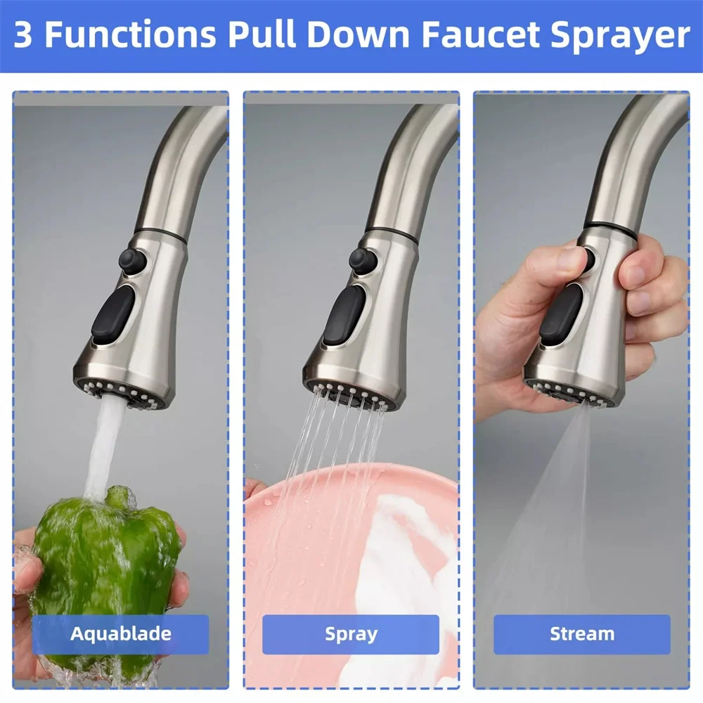 360° Rotating Kitchen Faucet 3-Modes Adjustable Tap Splashproof Extender Household Universal Booster Sprayer with Swivel Spout