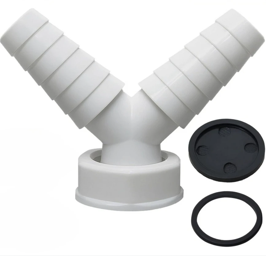 Drain Hose Connector Adapter White Y Shape Adapter Secure Connections Space-Saving Solution Compact Laundry Spaces