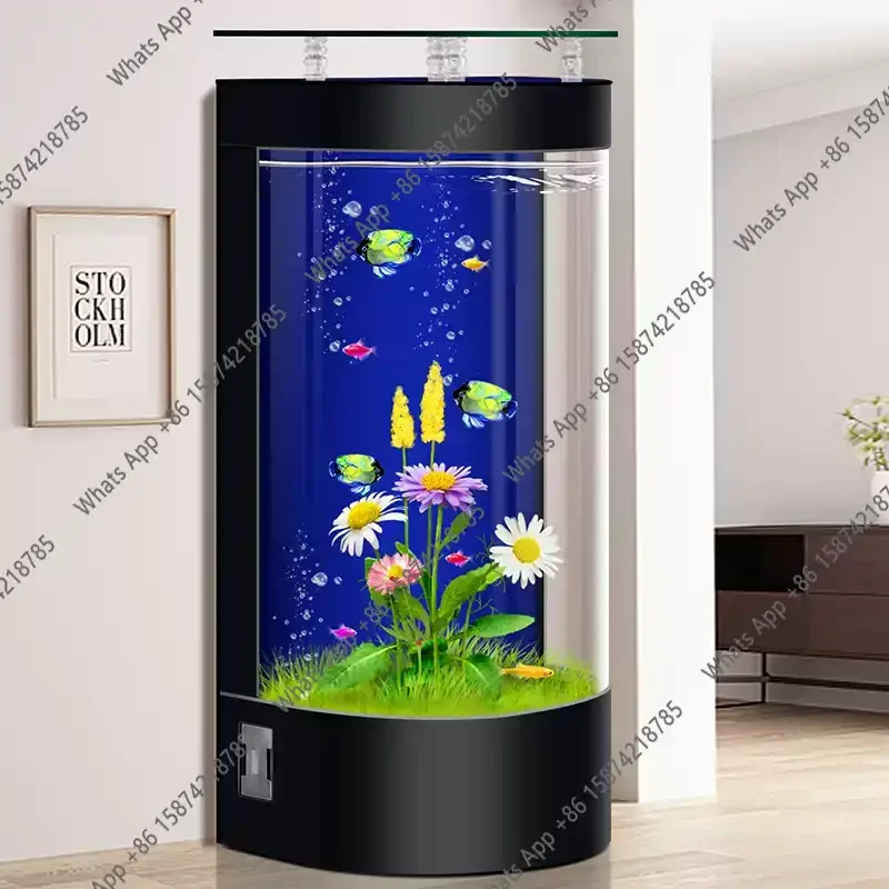 

Sm Small Vertical Ecological Water-free Floor-to-ceiling Glass Aquar Fish Tank Living Room Floor-to-ceiling Household Medium And