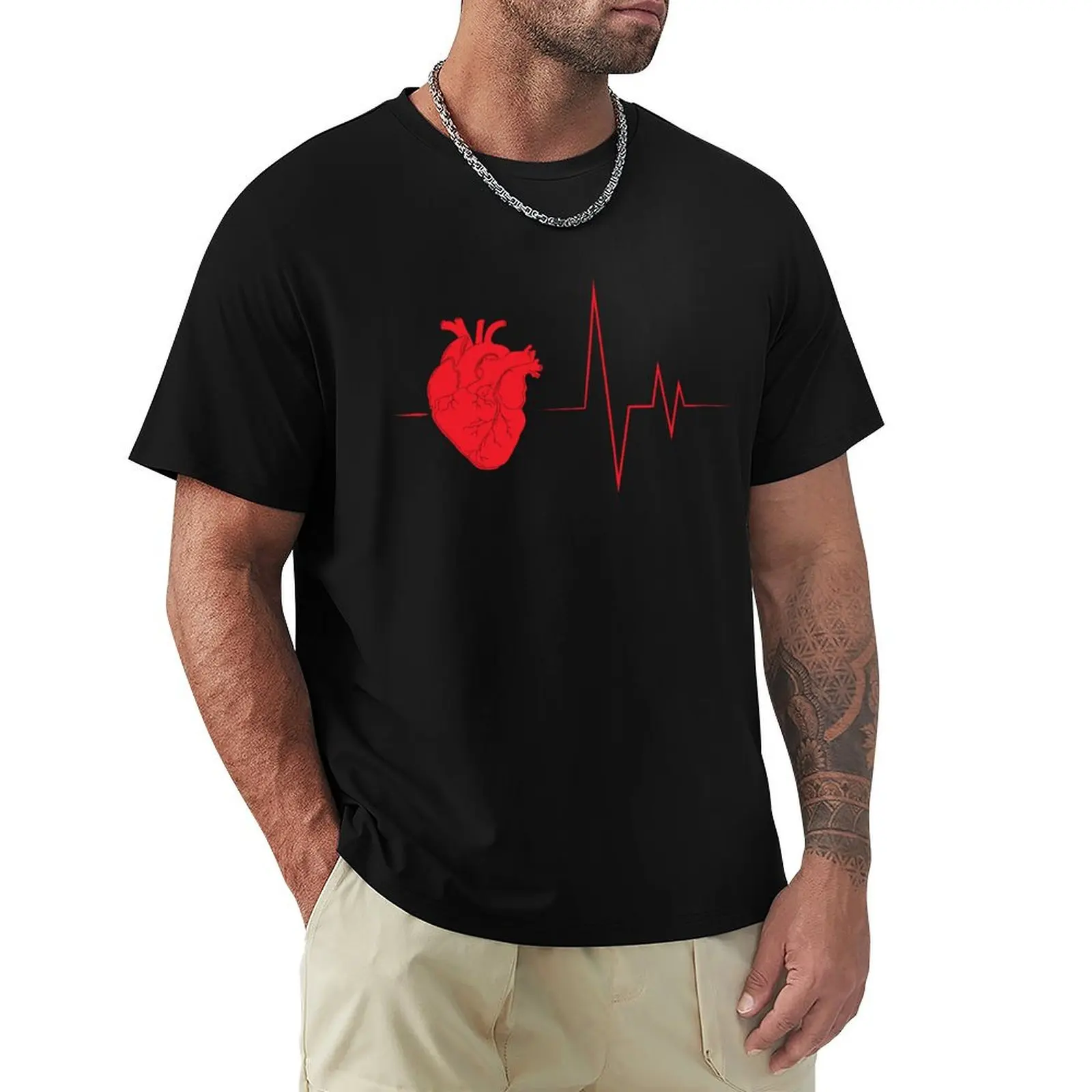 Labeled Anatomical Heart T-Shirt oversize t-shirts man T-shirts man clothing for men