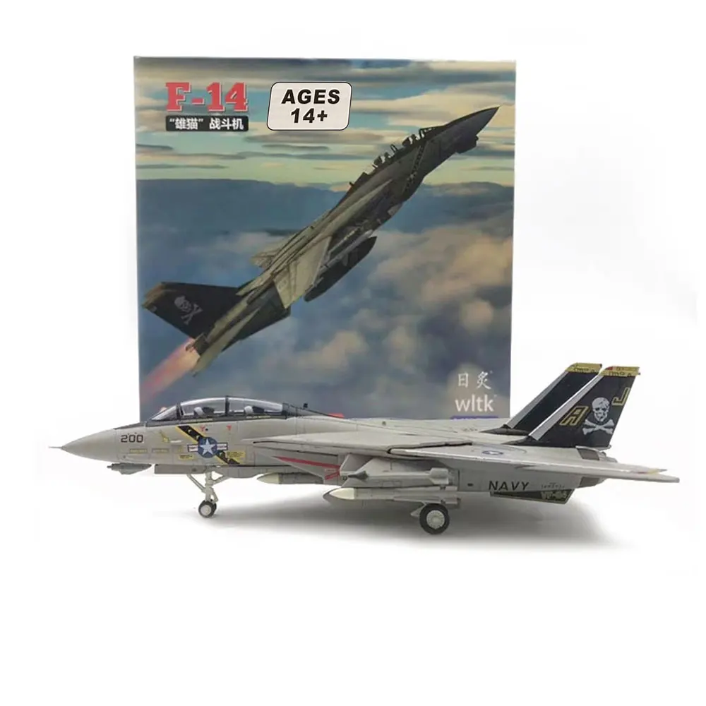 WLTK Diecast 1/100 Scale USAF F-14A F14A Tomcat Combat Aircraft VF-84 Pirate Flag F14 Alloy Model for Collections and Displays G