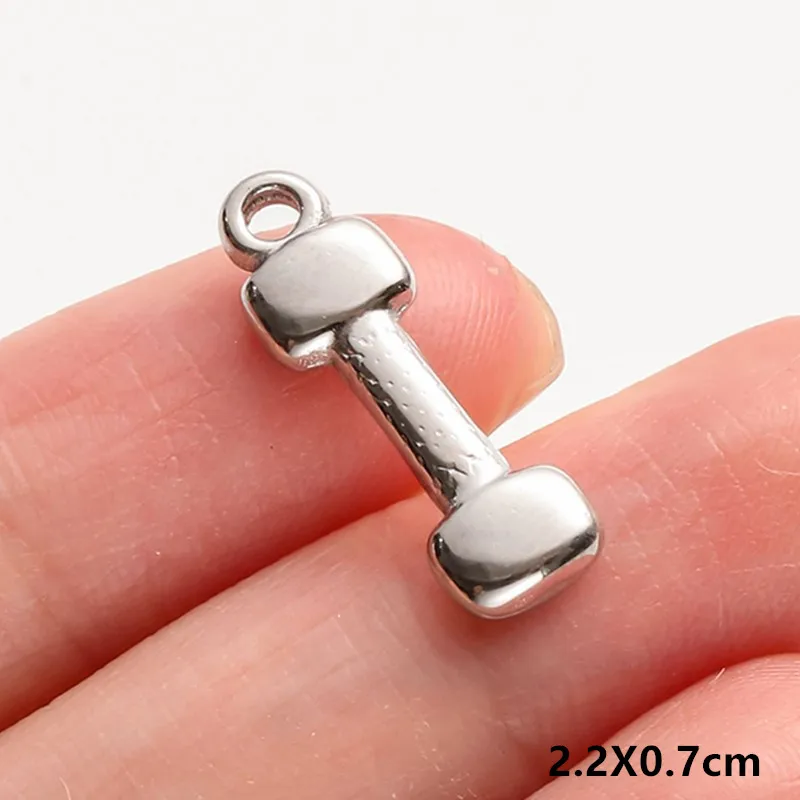 5 Stück/Set Sportanhänger aus Edelstahl: Golfschläger, Basketball, Fußball für Schmuckherstellung, Mode-Sport-DIY-Charms – Detail 13