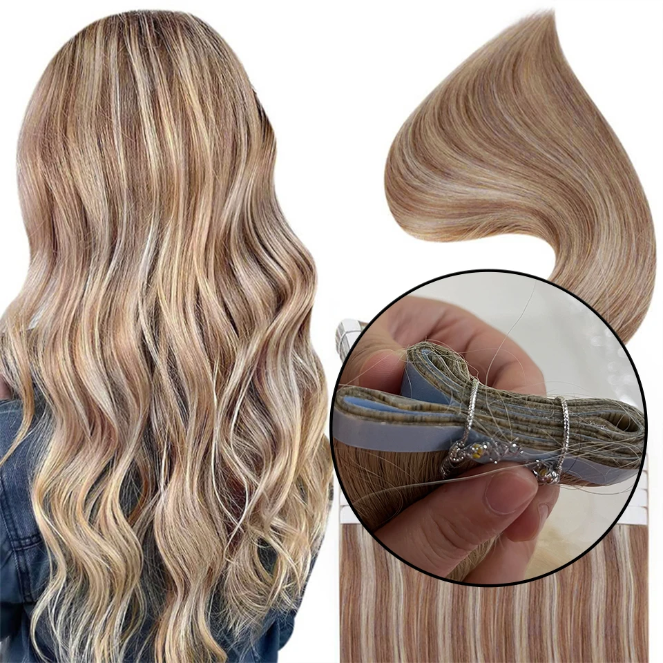 Tape In Hair Weft Extensions Cuticle Aligned Virgin Human Hair Invisible Adhesive Skin Hair European Straight