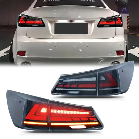 LED Tail Lights Assembly for Lexus IS250 IS350 ISF IS II 200d 220d 2006-2013 Sequential Blinker Black Rear Lamps Assembly