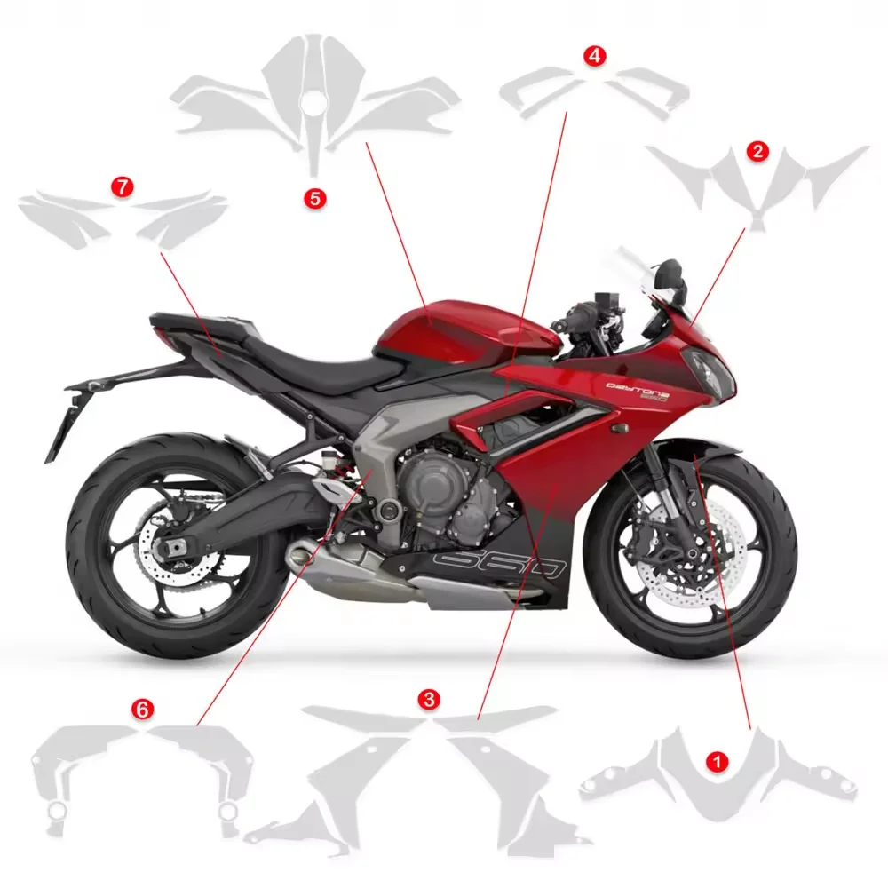 ForDAYTONA 660 PPF 2025 Motorcycleor For DAYTONA 660 2024-2025  Complete Paint Protection Film Real Material TPU Anti-scratch
