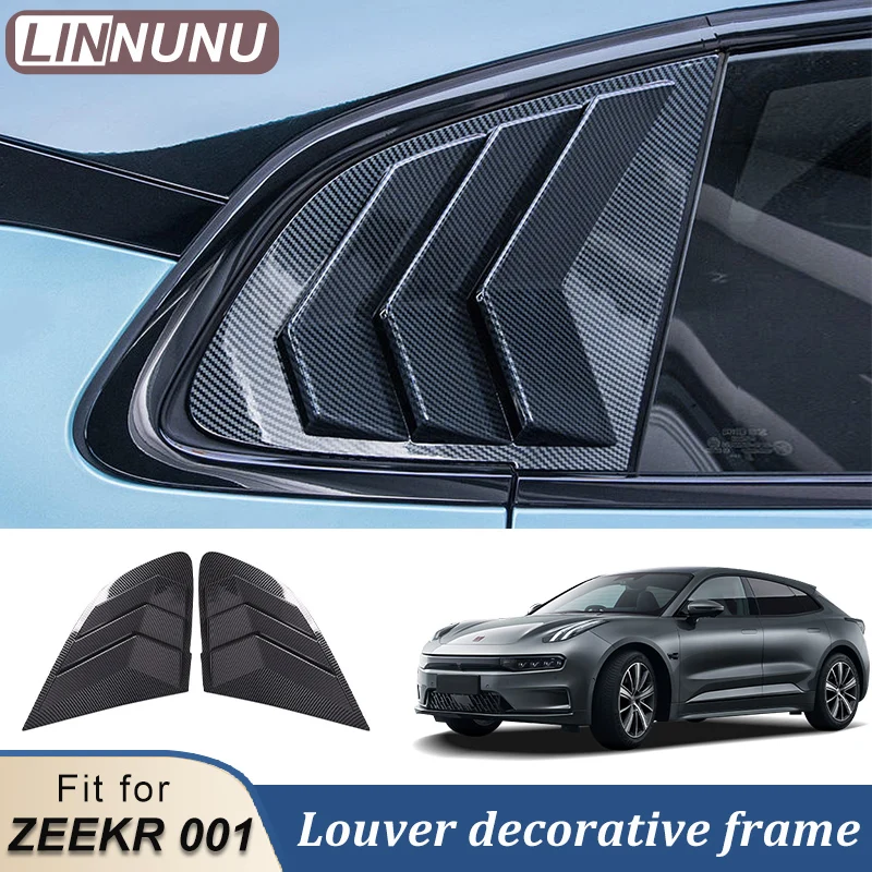 LINNUNU For ZEEKR 001 ABS Carbon Fiber Car Rear Window Blinds Cover Side Tuyere Louvers Vent 3D stereo Styling Decor Accessories