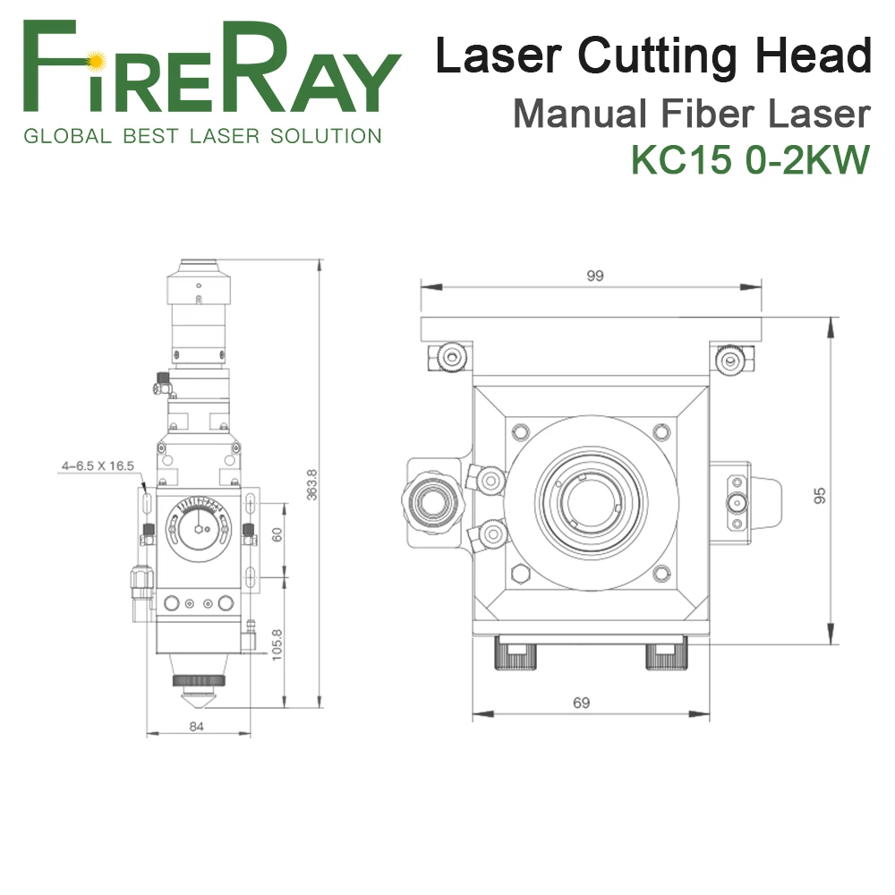 Imagem -03 - Fireray-cabeça de Corte a Laser de Fibra Cabeça de Corte Manual Corte de Metal 2000w Wsx 02kw Kc15a