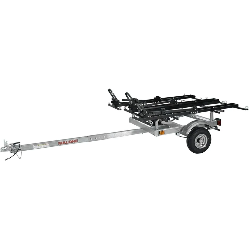 2 Kayak Trailer with 2 V-Rack Kayak Carriers | 14' / 400 lbs Capacity | Fully Submersible | Marine Grad