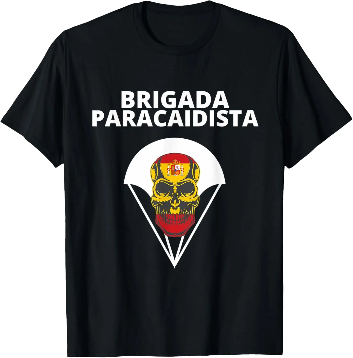 Brigada Paracaidista Con Bandera De España camiseta De hombre manga corta Casual Camisa 100% algodón