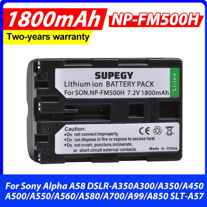 2Pcs NP-FM500H NP FM500H Battery for Sony Alpha A58 DSLR-A350A300/A350/A450/A500/A550/A560/A580/A700/A99/A850 SLT-A57