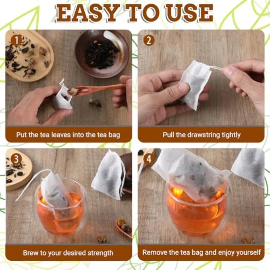 2000 قطعة أكياس تصفية الشاي أكياس تصفية الشاي القابل للتصرف لشاي أوراق فضفاضة الرباط كيس شاي فارغ أكياس القهوة مرشحات السائبة B